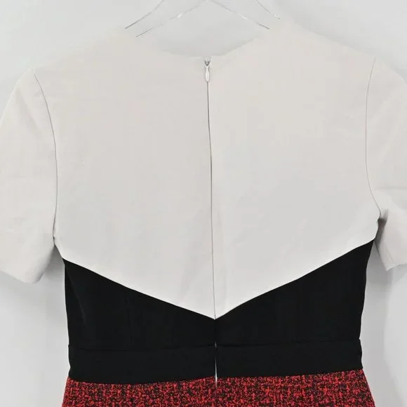 JASON WU Womens Jacquard Red Black Colorblock Sheath Mini Dress Office Size 0 - Picture 8 of 11